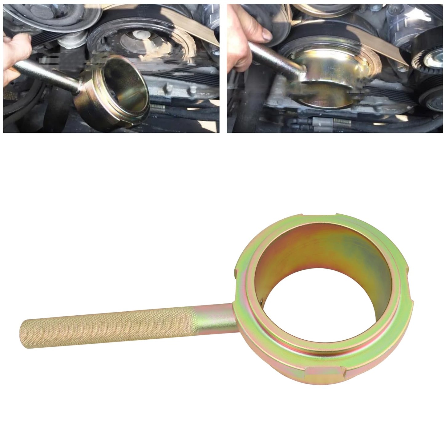 Crankshaft Pulley Wrench Harmonic Balancer Holding Tool Compatible with Mercedes-Benz M272 M273 V6 V8 Engines – For Loosening & Tightening Crankshaft Pulley Bolts