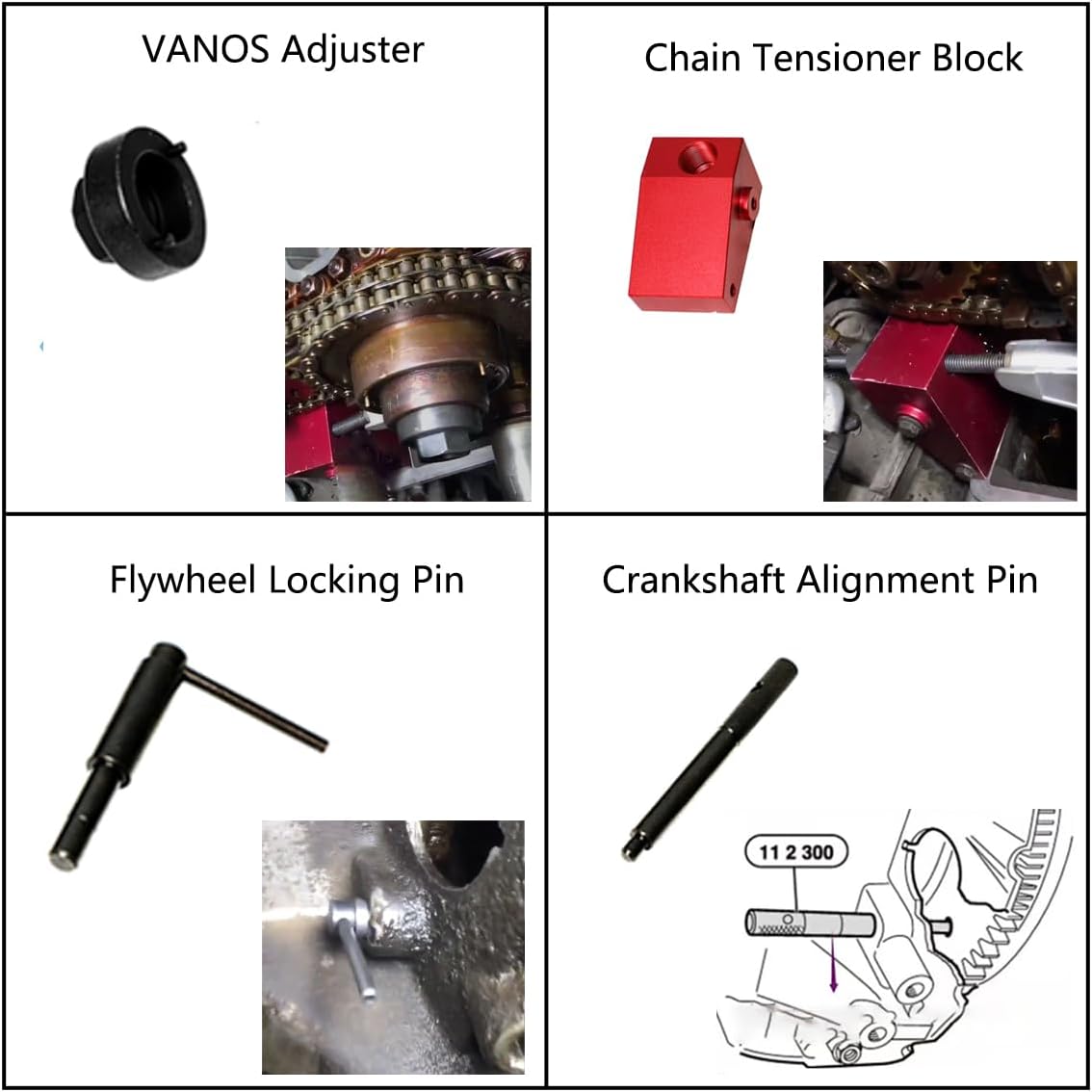 Engine Camshaft & Crankshaft Locking Timing Tool Kit – Vanos Alignment Tools for BMW M60 M62 M62TU Engines | Replacement for Land Rover 2003-2005 | OEM 112441, 112442, 112445, 116452