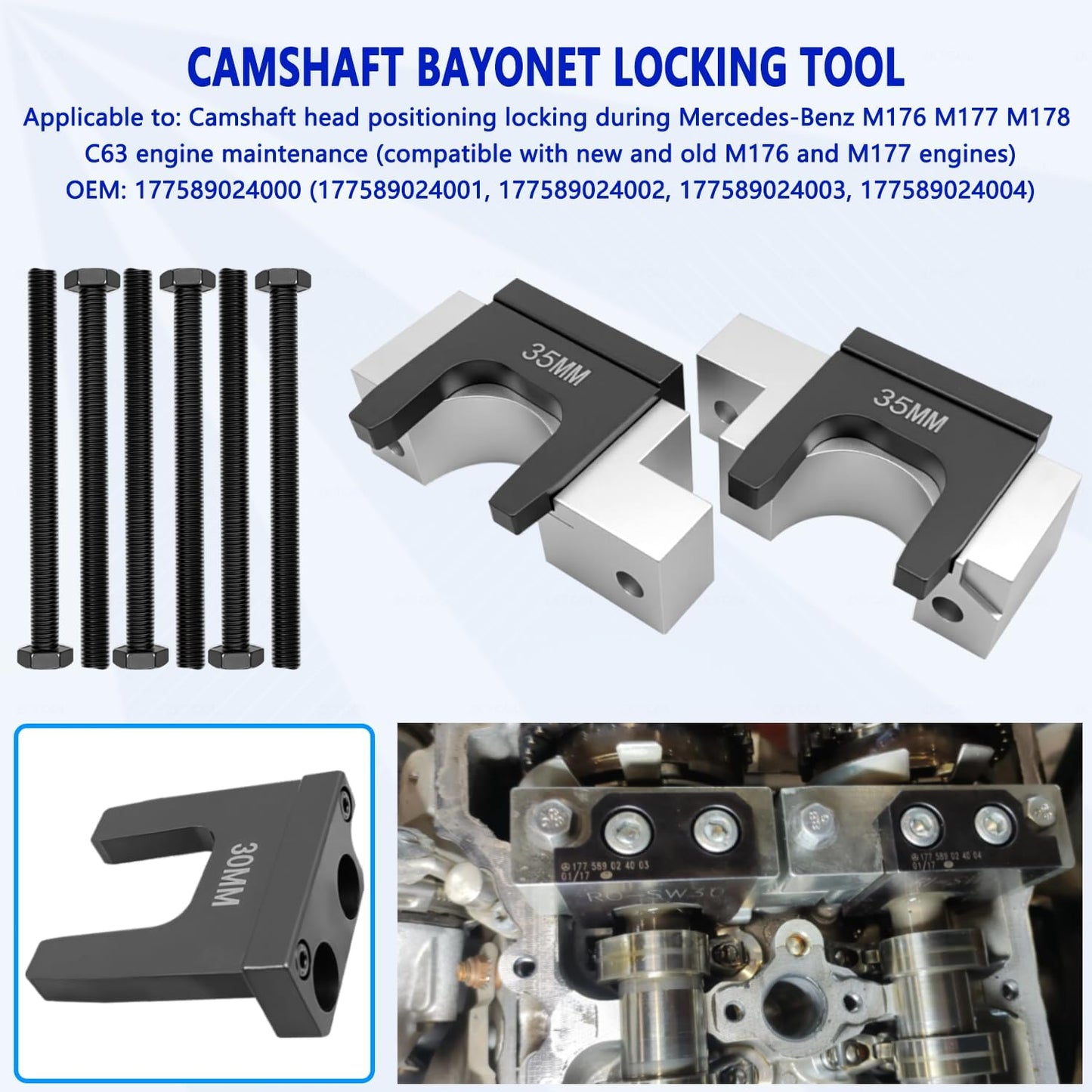 Engine Camshaft Alignment & Timing Tool Kit for Mercedes-Benz Maybach S560L AMG C63/C63S M176/M177/M178 V8