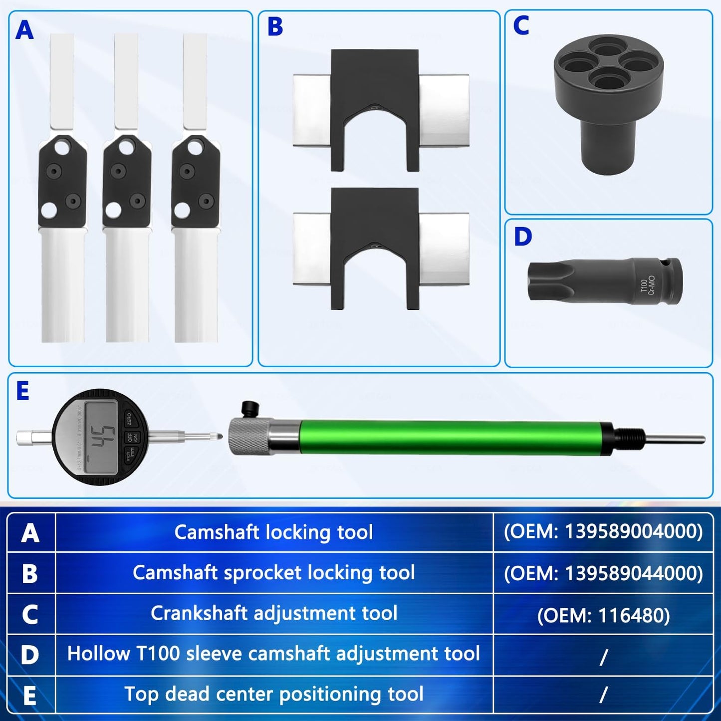 Engine Camshaft Timing Alignment Tool Kit Compatible with Mercedes-Benz AMG M139 2.0T, GLA 2nd C118 Engine – OEM Equivalent 139589004004